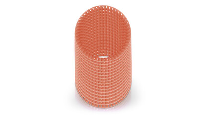 Peach 3D Geometric Ring Cylinder with Surface Reflection