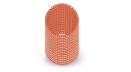 Peach 3D Geometric Ring Cylinder with Surface Reflection