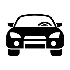 Fototapeta premium Black Coupe Car Icon Front View Silhouette - Modern Vehicle Symbol for Transportation and Automotive Industry