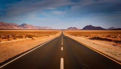 a long straight road in the desert