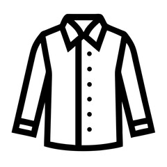 Simple Vector Icon of a Classic Button-Down Shirt with Collar and Cuffs, Clean Line Art Style