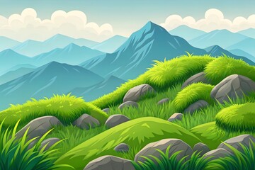 landscape with mountains and blue sky