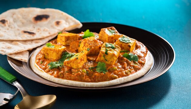kadai paneer with chapati in plate