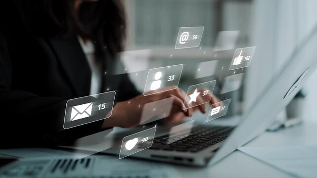 Social media engagement with interaction metrics showing comments, social media reactions, social media messages, and social media connections. Marrow