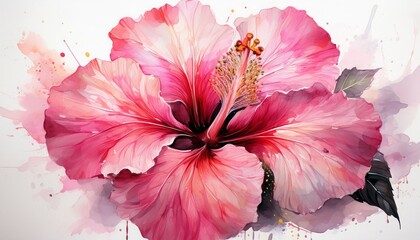 pink hibiscus isolated on white background