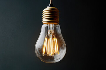 Expert Design Illuminating Vintage Light Bulb Against Dark Background for Industrial
