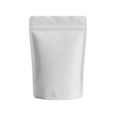 White resealable pouch packaging mockup isolated on transparent background