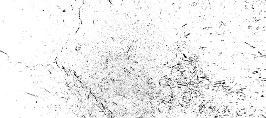 A monochromatic surface exhibits a pronounced grunge texture, characterized by scattered specks and subtle hairline cracks. vector