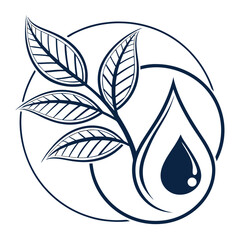 Fototapeta premium A minimalist logo design features a delicate leaf shape combined with a water droplet suggesting wellness and purity