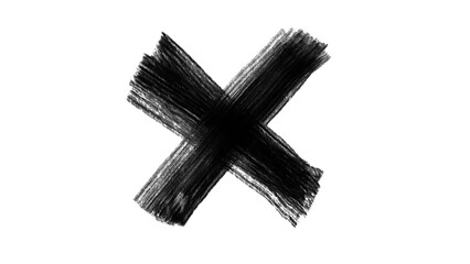 Grunge Brush X Mark Black Paint Stroke Cross Symbol