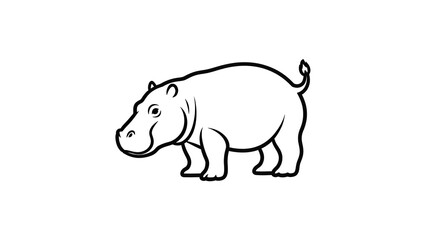 Obraz premium Cute cartoon hippopotamus standing in profile view