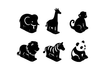 Naklejka premium Cute animal silhouettes: playful jungle and safari creatures for designs