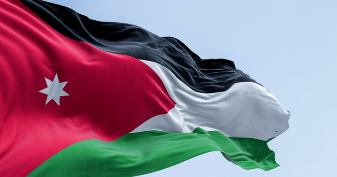 Jordan national flag waving in the wind