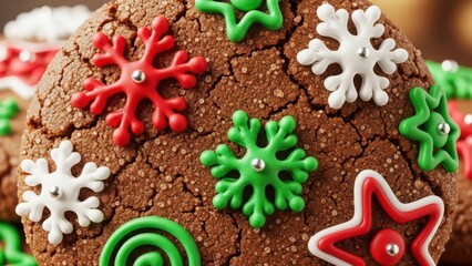 Holiday gingerbread cookies with snowflake and star icing