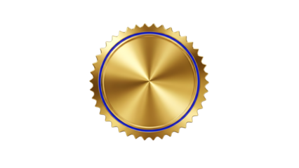 Golden seal with blue border