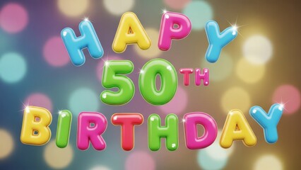Fototapeta premium Playful Rounded Bubble Letters Happy 50th Birthday Typography Design