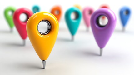 Colorful Location Pins Collection on White Background