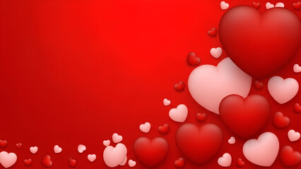 Vibrant red background with floating hearts for Valentine's Day or love themed designs