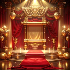 Naklejka premium Royal luxury event stage with red drapery high resolution image