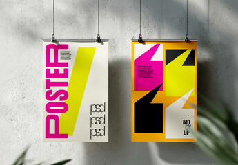 Modern Poster Mockup in Interior Gallery Space