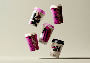 Coffee Cup Packaging Mockup Floating Scene