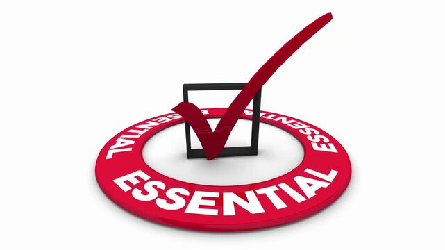 Essential Vital Critical Check Mark Box Word Valuable Employee 3d Animation