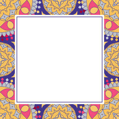 Oriental ornamental mosaic frame. Asian design for page decoration. Vector background