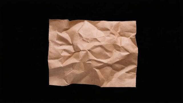 Crumpled brown recycled paper ball unfolding with textured creases and soft shadowed contrast step by step into flat sheet with