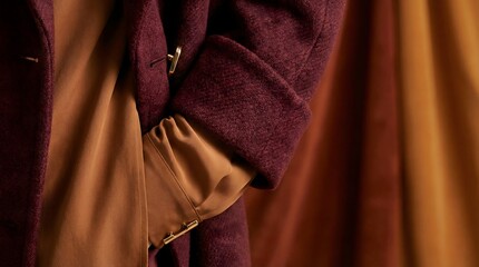 Luxury Fashion Fabric Detail Layered Textures Wool and Silk in Autumn Colors Macro Photography