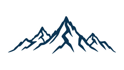 A minimalist dark blue jagged mountain range silhouette graphic illustration
