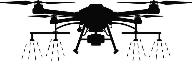 A black drone with landing gear shown in a striking silhouette © MdGolam