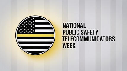 National Public Safety Telecommunicators Week Circular Badge with Thin Gold Line American Flag for 911 Dispatcher Appreciation Event