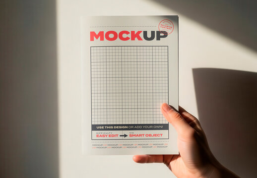 Hand Holding A5 Brochure Mockup