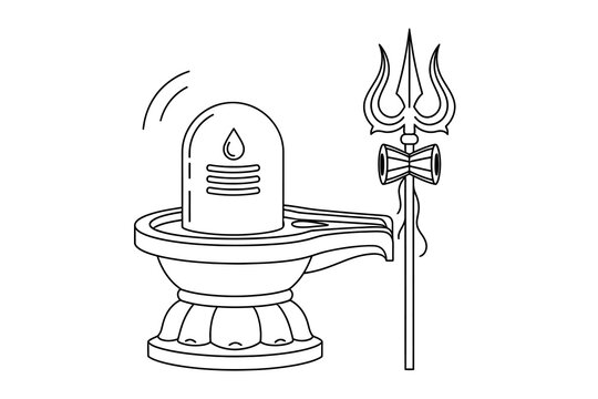 Shiva linga with trident on isolated in hinduism