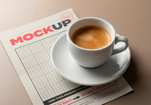 Page Menu under Coffee Cup Mockup