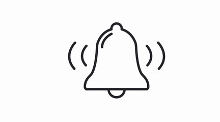 Minimal black and white vector icon of a notification bell with sound waves, designed for ecommerce interfaces, mobile apps, websites, and digital dashboards. Clean, scalable, and versatile for alerts