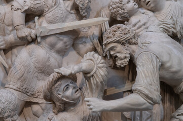 Obraz premium Avila, detalle escultorico en la catedral gotica, castilla y leon, españa.