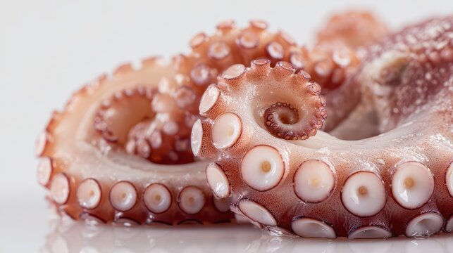 Macro image of tentacles with suction cups isolated on white background