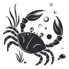 Playful crab silhouette with rounded, friendly shapes designed for kids content. Ideal for children&rsquo;s books, educational materials, apps, toys, stickers, and learning graphics. Simple silhouette