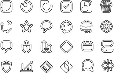 Fototapeta premium Linear vector icon set for e-commerce business communication and web user interface navigation elements.