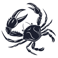 Bold crab silhouette with raised claws creating a strong and powerful visual. Perfect for logos, sports teams, tattoos, emblems, and bold branding designs. High-contrast silhouette works well in print