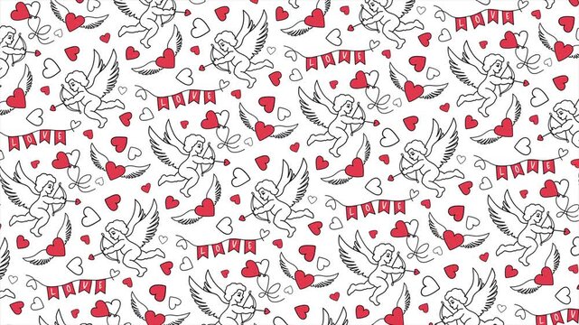 Hand drawn Valentine's Day background on a seamless loop
