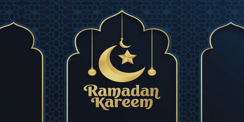 ramadan, kareem, mubarak, islamic, muslim, eid, background, banner, crescent, moon, star, golden, blue, arch, pattern, geometric, arabesque, ornament, decoration, celebration, festival, holy month, pr