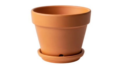 Terracotta plant pot with saucer ready for gardening in home or outdoor spaces during spring or summer months