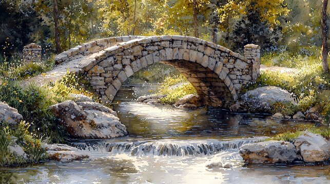 A small stone bridge under the sunshine