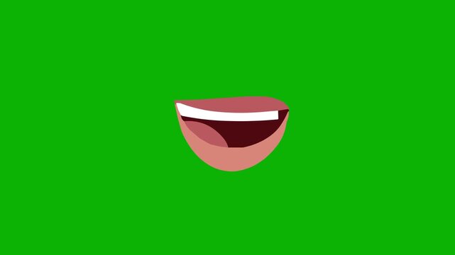 Animated cartoon female lips open and close in talking motion, seamless loop on solid green screen background. Perfect for lip-sync dubbing, avatar mouths, explainer videos, and chroma key compositing
