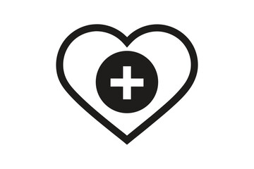 Obraz premium Heart Icon with Plus Sign in a Circle on a White Background Design