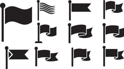 Collection of various flag and banner shapes isolated on transparent background symbol