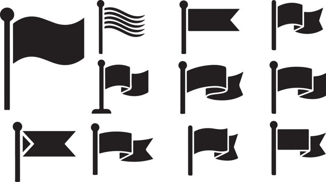 Collection of various flag and banner shapes isolated on transparent background symbol