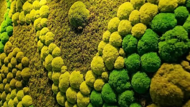 Vibrant moss wall in modern corridor showcasing lush green textures